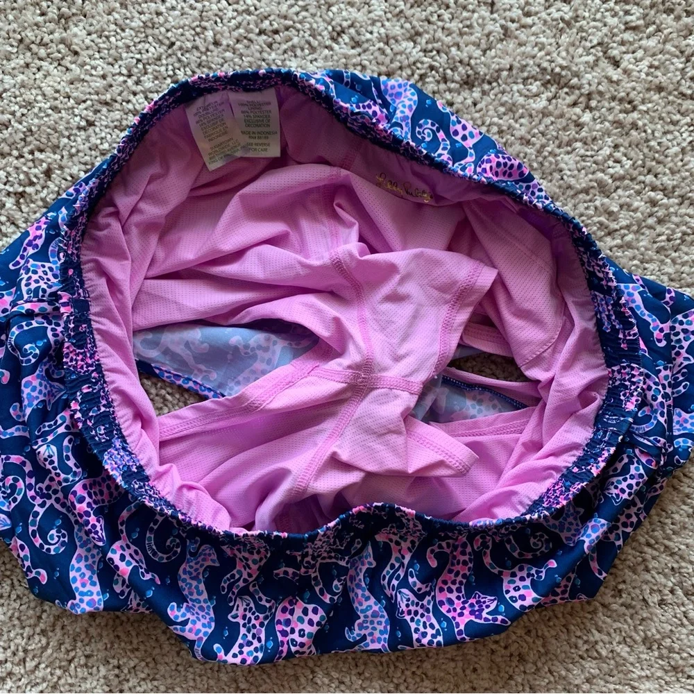 Lilly Pulitzer Luxletic Shorts Medium Cheetah Leopard Blue Pink Purple Lined - Picture 10 of 11
